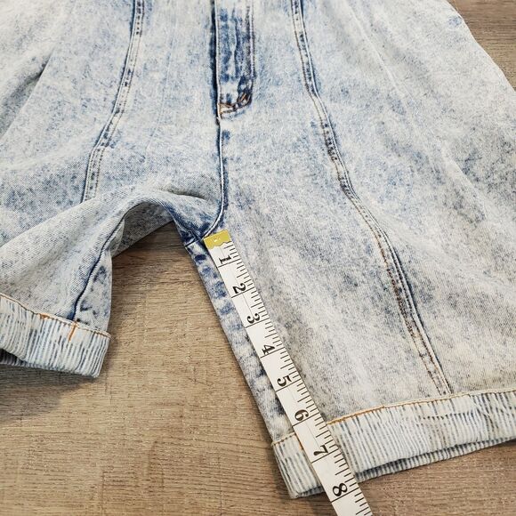 Vtg 80s G Pellini Acid Wash High Rise Pleated Denim Overalls Shortalls Mom Jeans - Picture 9 of 16